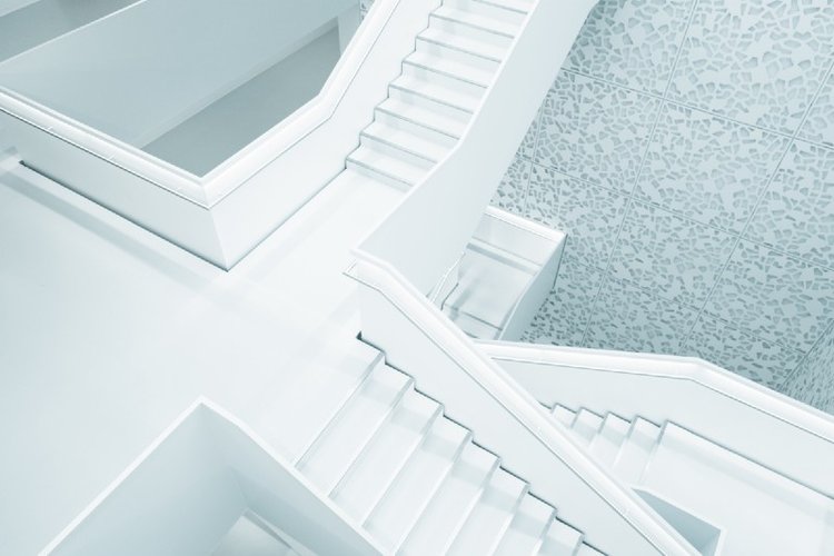 white staircases overlapping